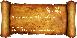 Mirkovics Ménás névjegykártya